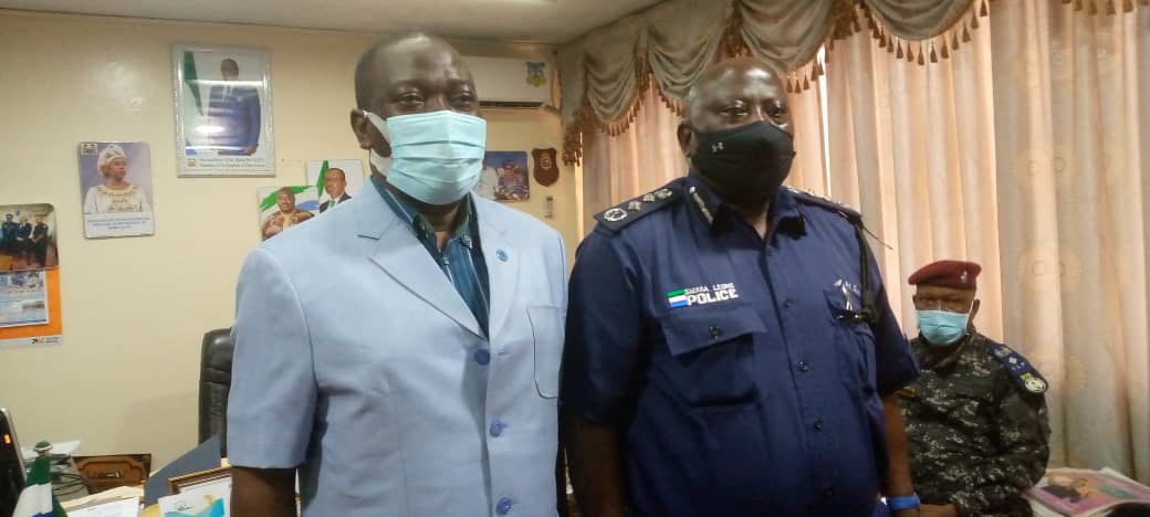 The UN Resident Coordinator in Sierra Leone and the Inspector General of Police, Mr. Ambrose Michael Sovula 