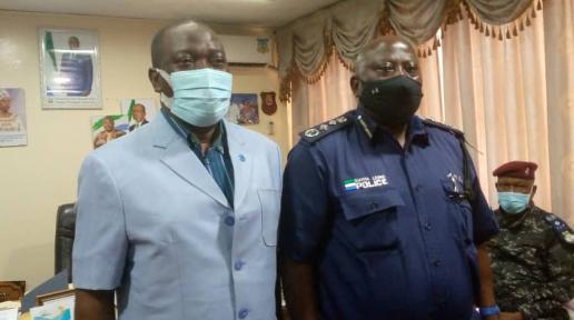 The UN Resident Coordinator in Sierra Leone and the Inspector General of Police, Mr. Ambrose Michael Sovula 